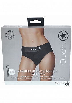 Ouch! Vibrating Strap-on High-cut Brief - Black - XS/S
