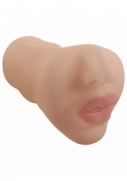 XKIN - Crinsom Hex - Female Mouth - Masturbator with Rechargeable Vibrating Bullet - 1.40 Lbs - Tan