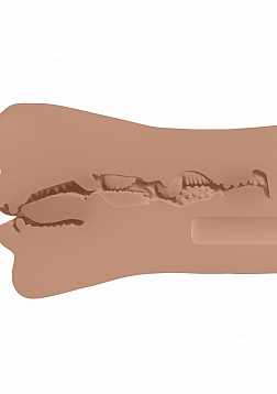 XKIN - Crinsom Hex - Female Mouth - Masturbator with Rechargeable Vibrating Bullet - 1.40 Lbs - Tan