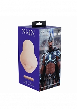 XKIN - King Slayer - Male Mouth - Masturbator with Rechargeable Vibrating Bullet - 1.40 Lbs - Tan 