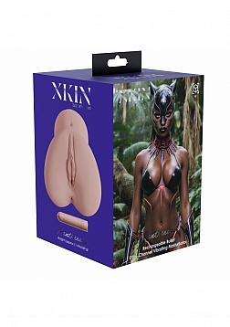 XKIN - Pantheress - Dual Channel Masturbator with Rechargeable Vibrating Bullet - 1.40 Lbs - Brown 