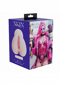 XKIN - Harlot Queen - Dual Channel Masturbator with Rechargeable Vibrating Bullet - 1.40 Lbs - Vanil