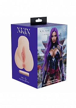 XKIN - Amethyst - Dual Channel Masturbator with Rechargeable Vibrating Bullet - 1.40 Lbs - Tan