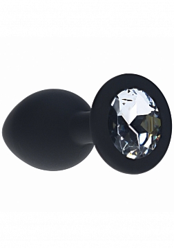 Ouch! - Small Round Diamond Butt Plug - 6 Jewels - Black