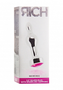 Plug Sparkling Sapphire - 3.5 Inch - Silver