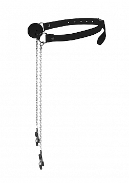 Ball Gag with Nipple Clamps