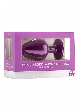 Extra Large Diamond Butt Plug - Purple