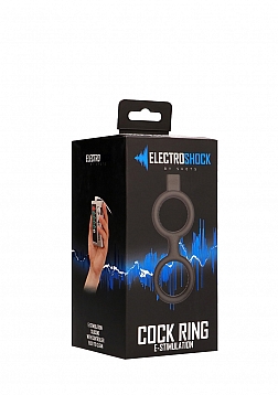 E-Stim Cock Ring With Ballstrap - Black