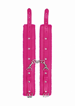 Plush Leather Ankle Cuffs - Pink