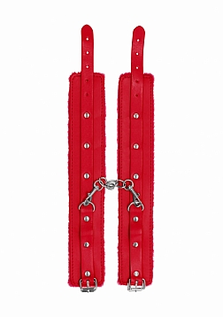 Plush Leather Ankle Cuff - Red