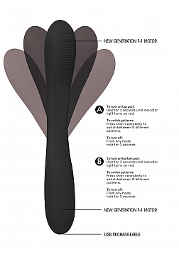 Ultimate Flexibility Flat Double-Ended..Rechargeable Vibrator-Black