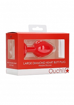 Diamond Heart Butt Plug-Large-Red