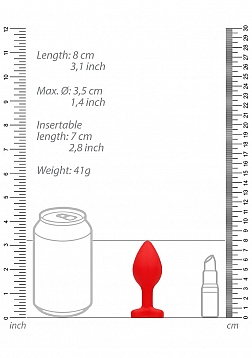 Diamond Heart Butt Plug-Large-Red