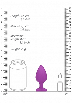 Diamond Heart Butt Plug-Extra Large-Purple