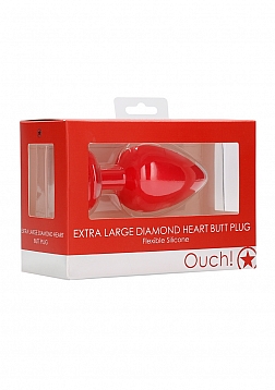 Diamond Heart Butt Plug-Extra Large-Red