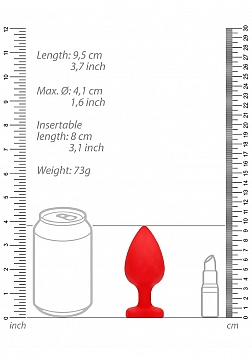 Diamond Heart Butt Plug-Extra Large-Red