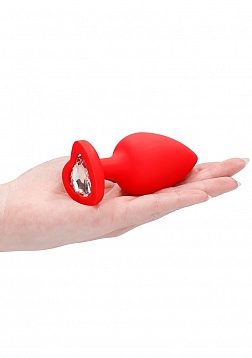 Diamond Heart Butt Plug-Extra Large-Red