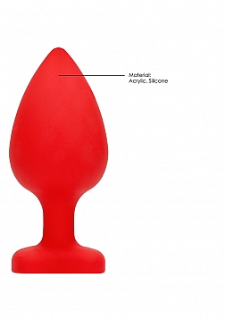Diamond Heart Butt Plug-Extra Large-Red