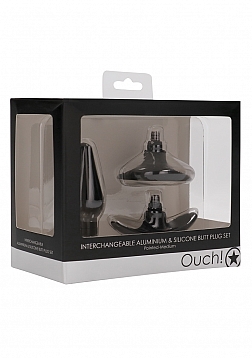 Interchangeable Butt Plug Set-Pointed Medium-Black