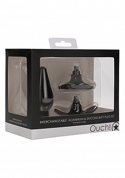 Interchangeable Butt Plug Set-Pointed Large-Black