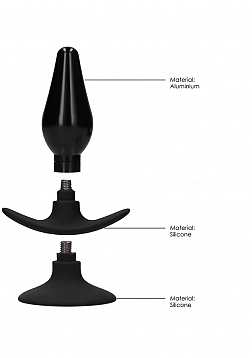 Interchangeable Butt Plug Set-Pointed Large-Black