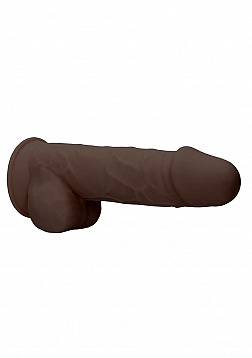 Silicone Dildo With Balls - 21,6 cm - Brown..