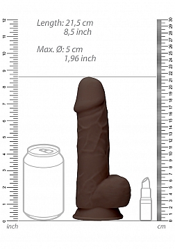 Silicone Dildo With Balls - 21,6 cm - Brown..