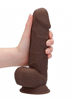 Silicone Dildo With Balls - 21,6 cm - Brown..