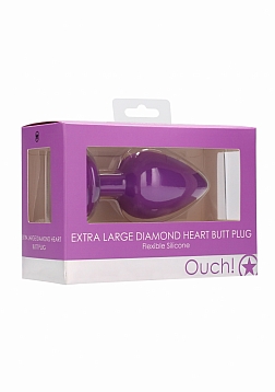 Diamond Heart Butt Plug-Extra Large-Purple