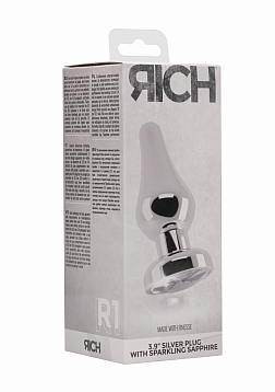 Plug Sparkling Sapphire - 3.9 Inch - Silver