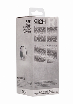 Plug Sparkling Sapphire - 3.9 Inch - Silver