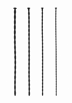 Silicone Spiral Screw Plug Set Beginner Urethral Sounding - Black..