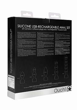 Silicone Rechargeable Anal Set - Black..