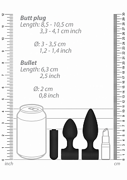 Silicone Rechargeable Anal Set - Black..