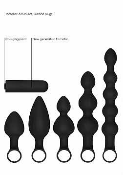 Silicone Rechargeable Anal Set - Black..